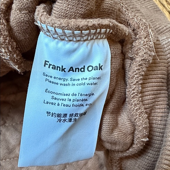 Frank & Oak sz L Tan Quilted 1/4 snap sweatshirt contrast retro Farm Chore - Picture 9 of 13